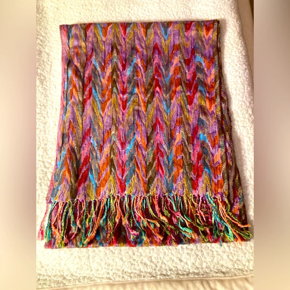 Missoni Style Multicolored Scarf, Purchased in Italy - Picture 1 of 3